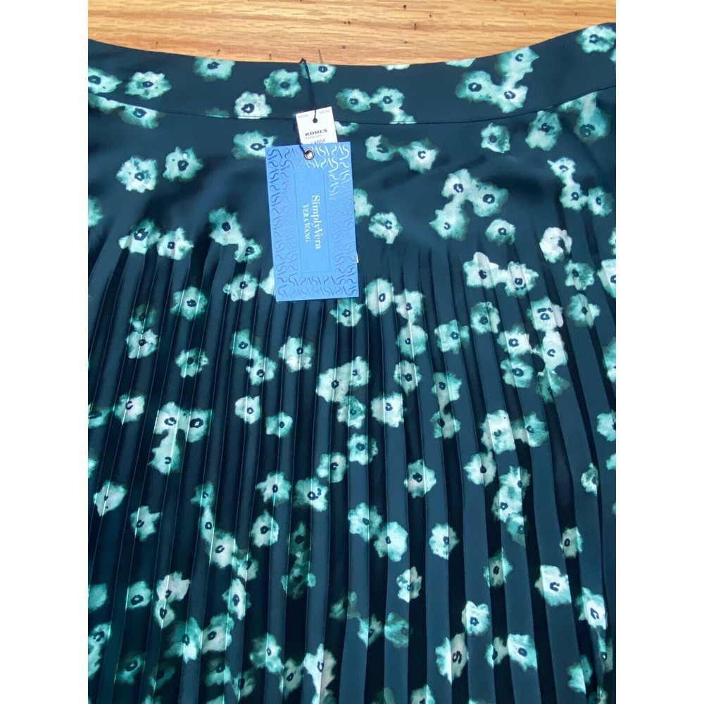 Simply Vera Vera Wang Pleated Cool At Night Skirt Pleated Size Large Blue Floral - Picture 2 of 12